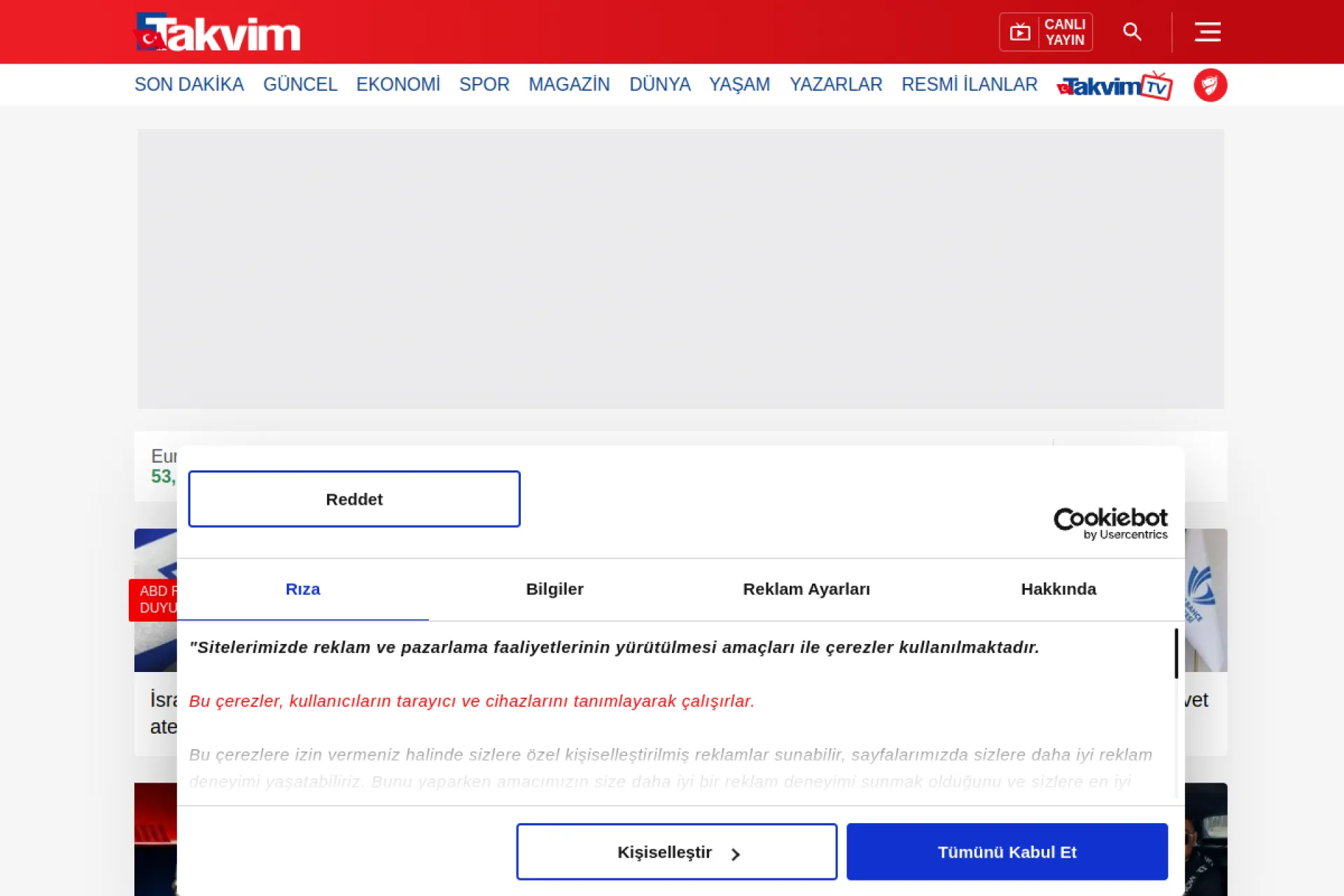 takvim.com.tr web sitesi ekran görüntüsü - Haber - DA 63