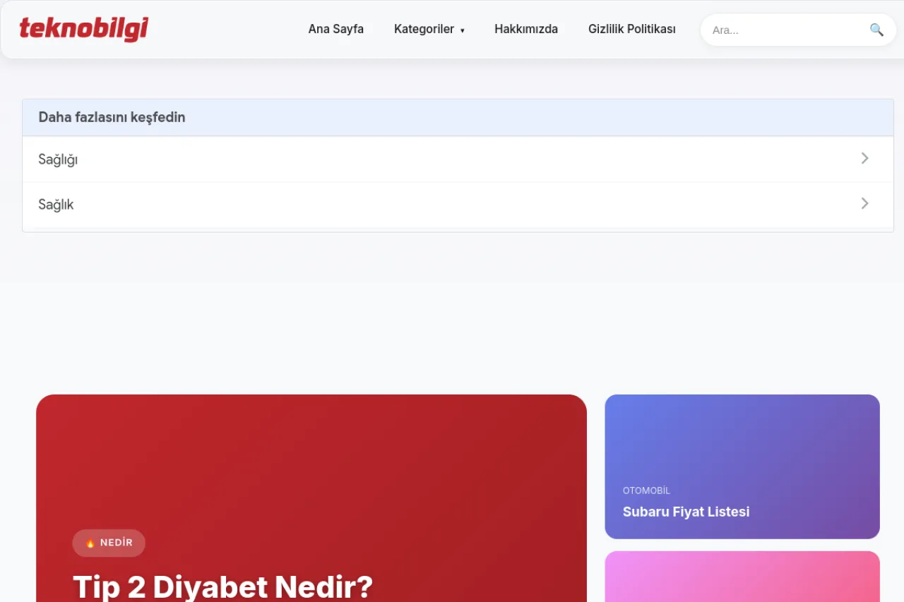 teknobilgi.net web sitesi ekran görüntüsü - Haber - DA 57