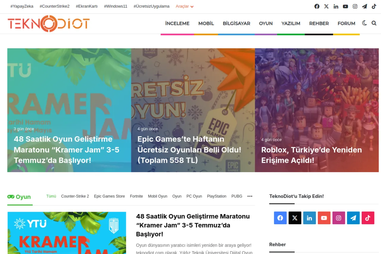 teknodiot.com web sitesi ekran görüntüsü - Haber - DA 55