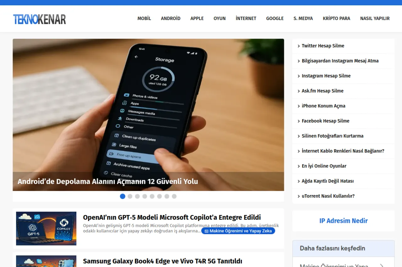 teknokenar.com web sitesi ekran görüntüsü - Haber - DA 61