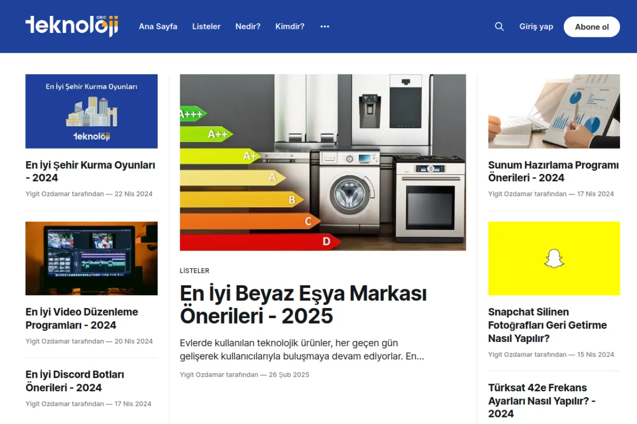 teknoloji.org web sitesi ekran görüntüsü - Teknoloji - DA 65
