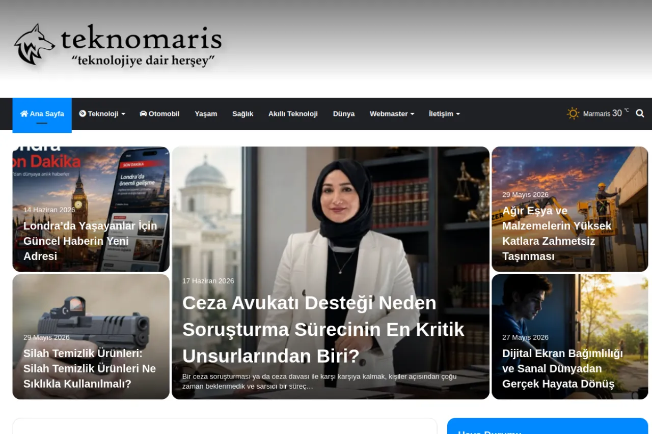 teknomaris.com web sitesi ekran görüntüsü - Haber - DA 56