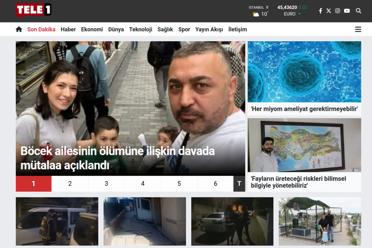 tele1.com.tr web sitesi ekran görüntüsü - Haber - DA 50