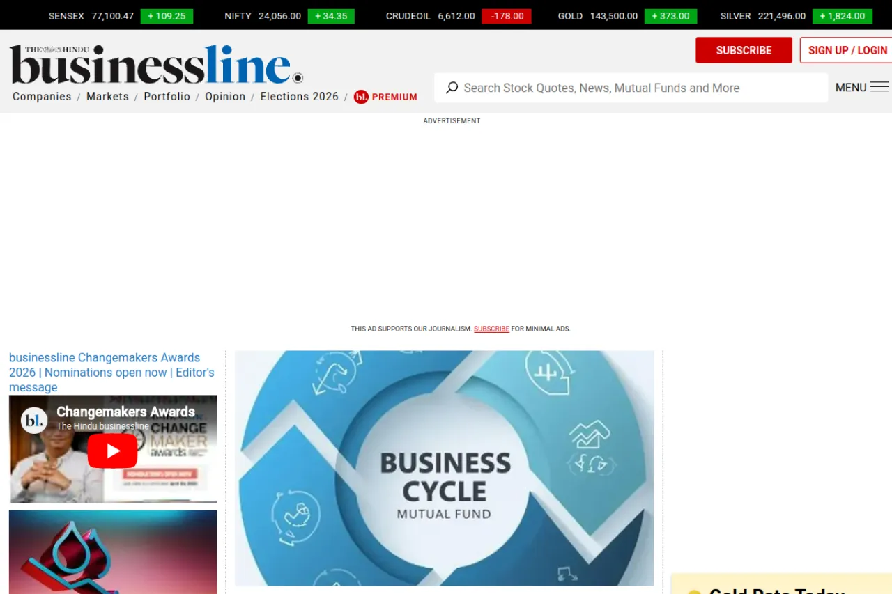 thehindubusinessline.com web sitesi ekran görüntüsü - Haber - DA 86