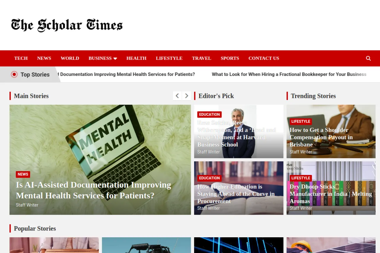 thescholartimes.com web sitesi ekran görüntüsü - Haber - DA 63