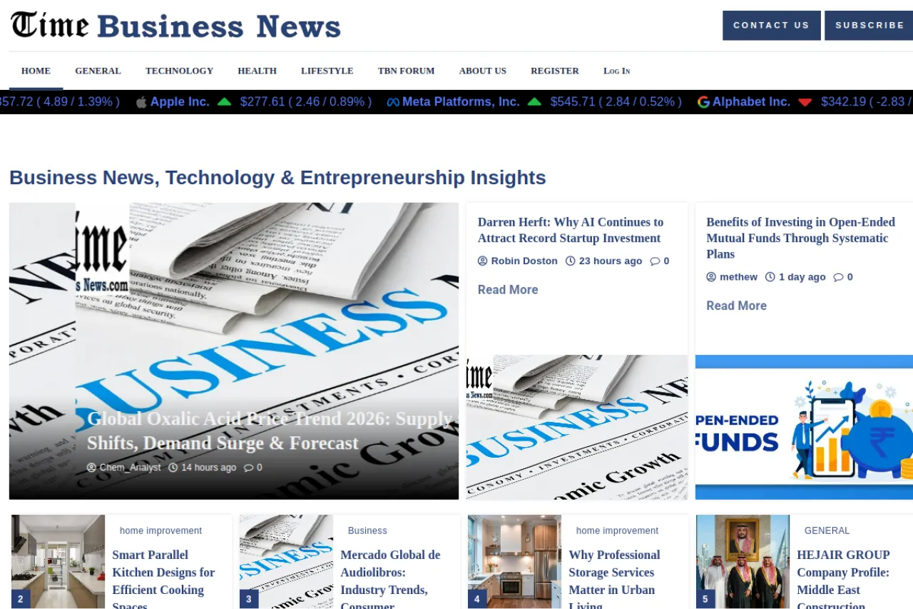 timebusinessnews.com web sitesi ekran görüntüsü - Haber - DA 60