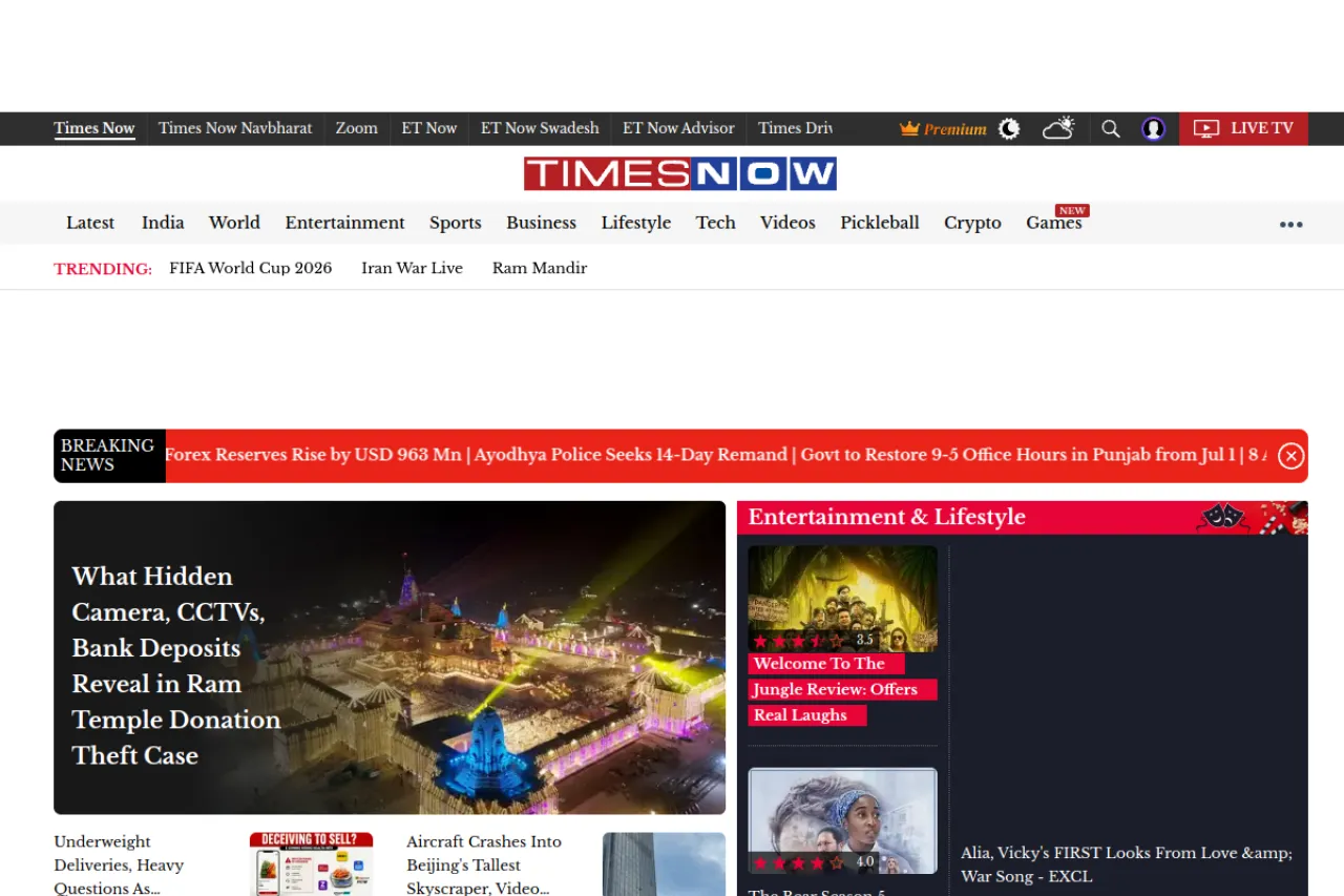timesnownews.com web sitesi ekran görüntüsü - Haber - DA 88