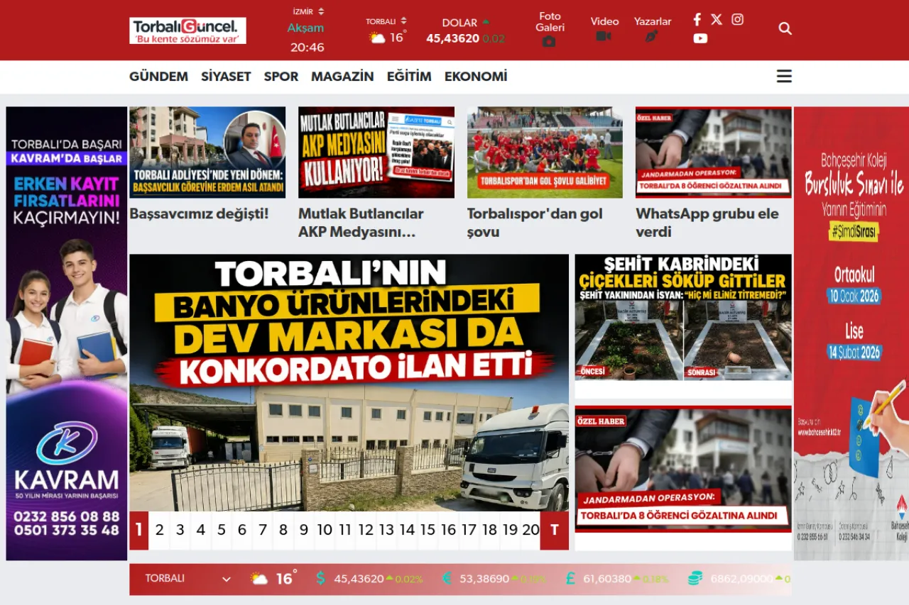 torbaliguncel.com web sitesi ekran görüntüsü - Spor - DA 19