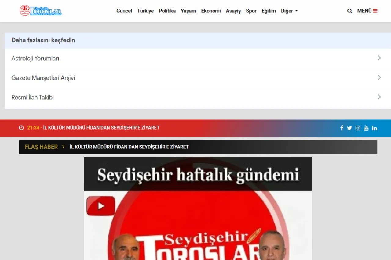 toroslargazetesi.com.tr web sitesi ekran görüntüsü - Haber