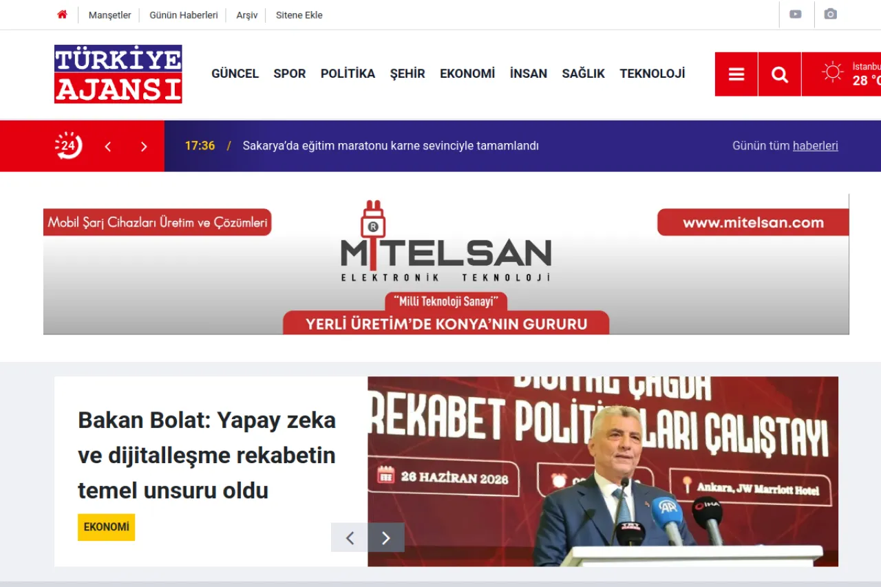 turkiyeajansi.com web sitesi ekran görüntüsü - Haber - DA 54