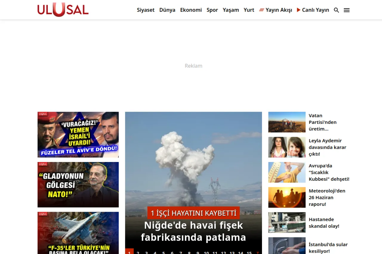 ulusal.com.tr web sitesi ekran görüntüsü - Haber - DA 50