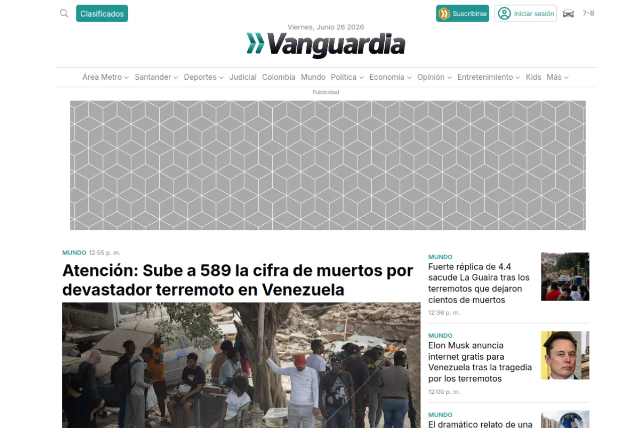 vanguardia.com web sitesi ekran görüntüsü - Haber - DA 75
