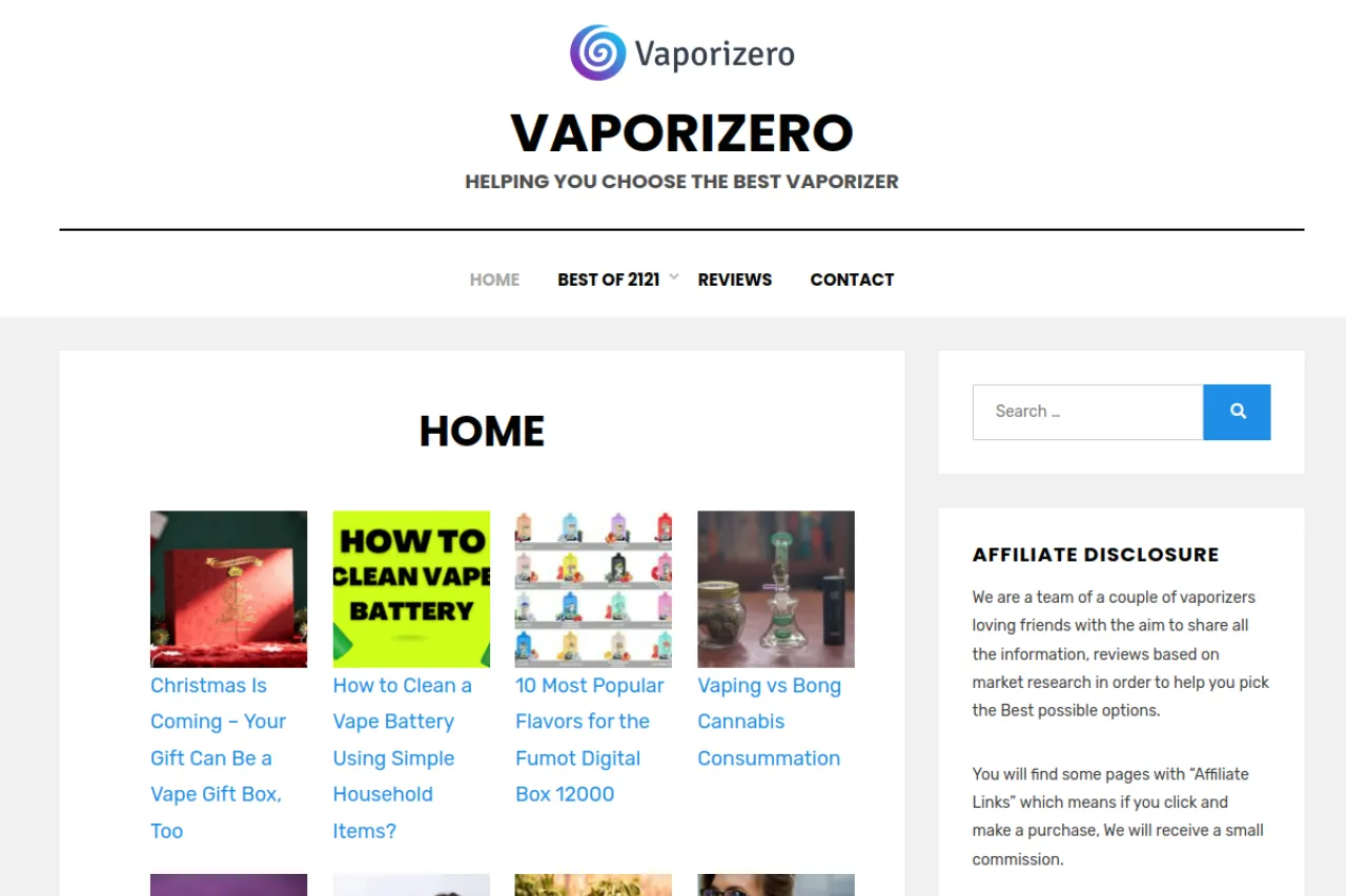 vaporizero.com web sitesi ekran görüntüsü - Haber - DA 62
