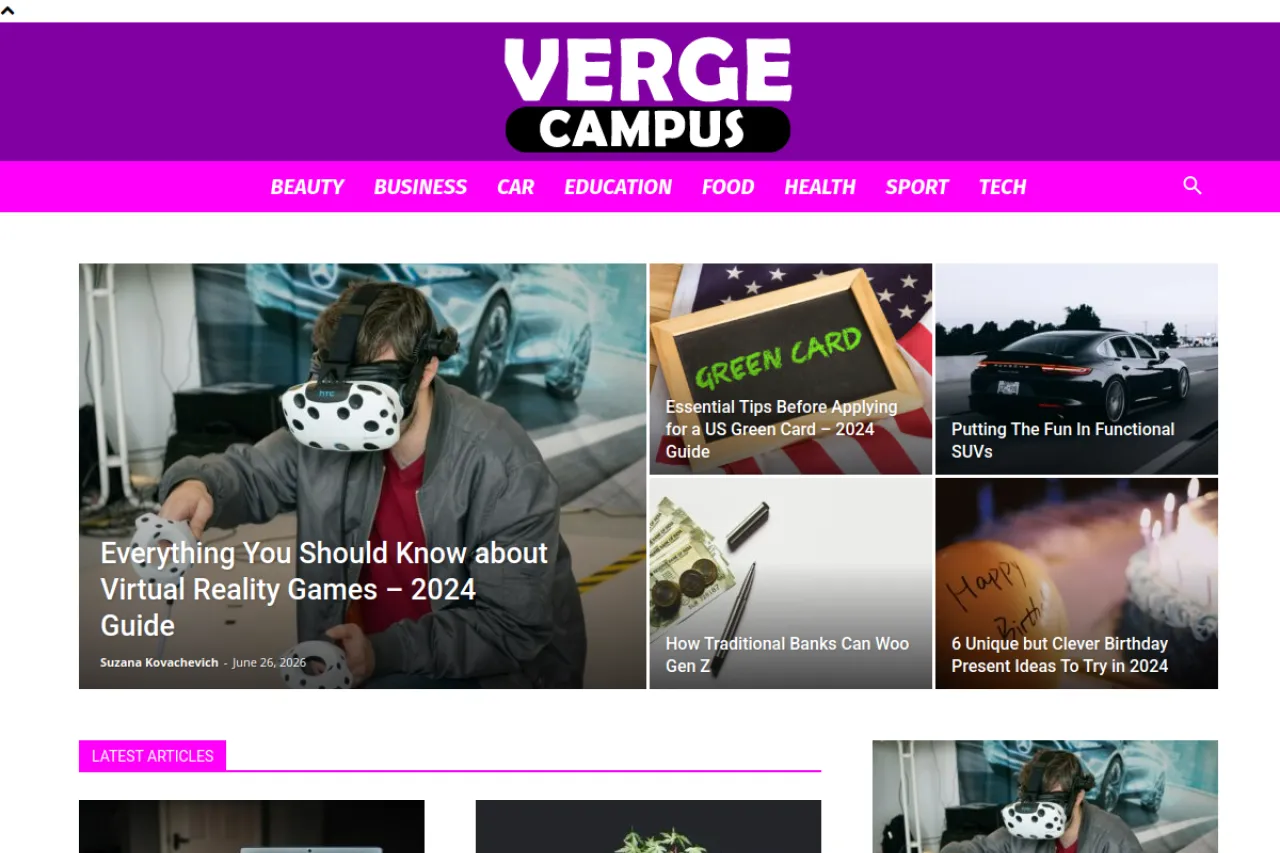 vergecampus.com web sitesi ekran görüntüsü - Haber - DA 76