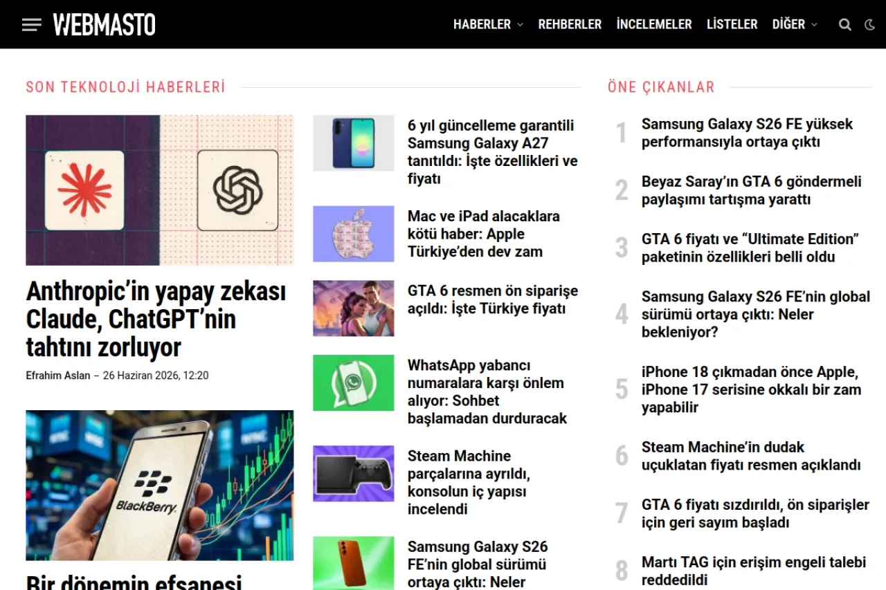 webmasto.com web sitesi ekran görüntüsü - Teknoloji - DA 30