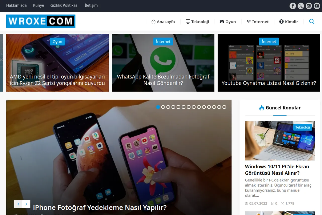 wroxe.com web sitesi ekran görüntüsü - Haber - DA 57