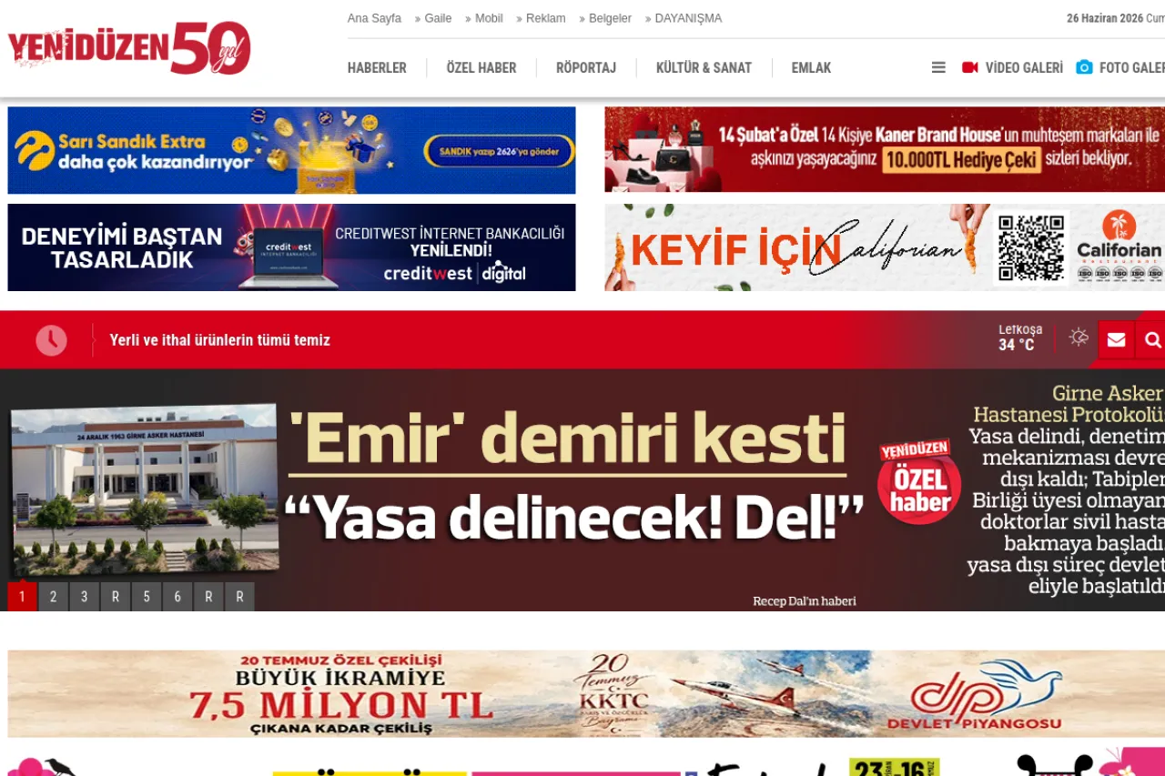 yeniduzen.com web sitesi ekran görüntüsü - Haber - DA 39