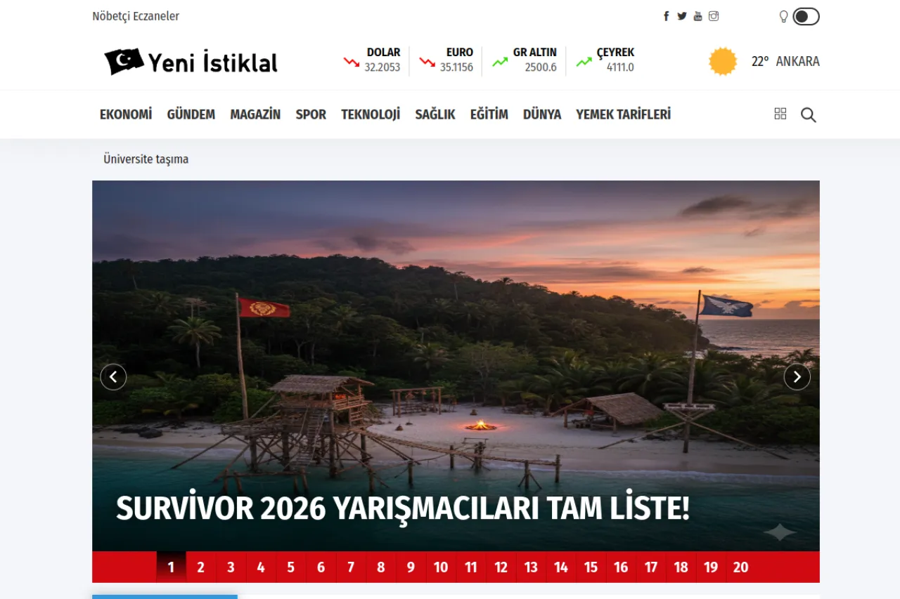 yeniistiklal.com web sitesi ekran görüntüsü - Haber - DA 56